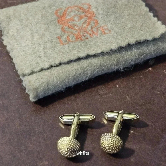 Loewe 835 Stamped Gold Tone Mesh Cufflinks - Picture 1 of 5
